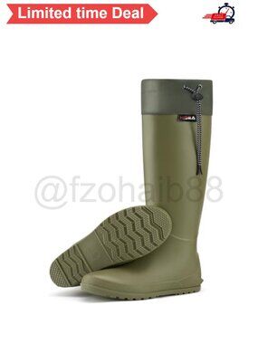 PVC Knee High Waterproof Rain Boots Adjustable Drawstring Flat Heel